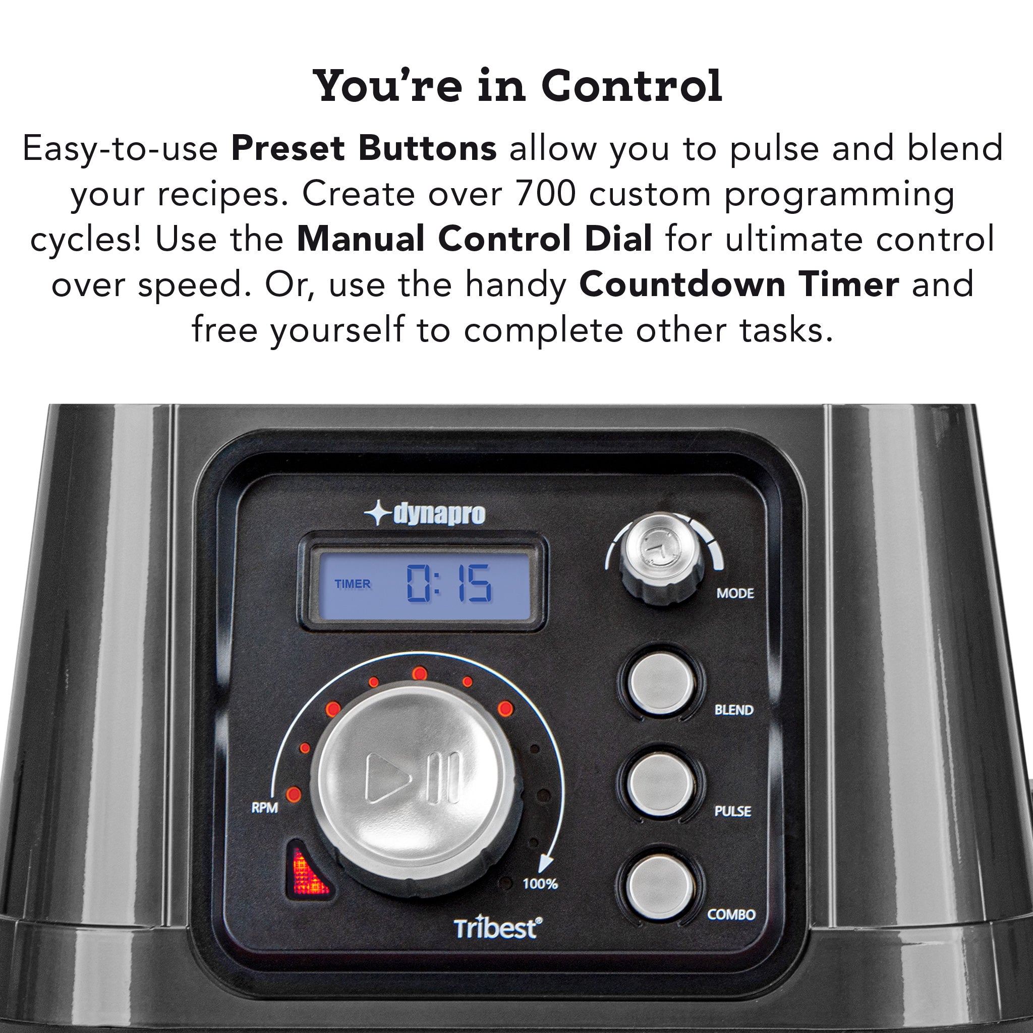 Dynapro® Commercial High-Speed Blender in Gray - Preset Controls