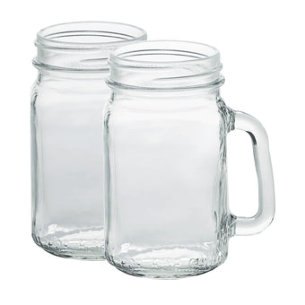 Glass Drinking Mugs, 2-Pack (16 oz)