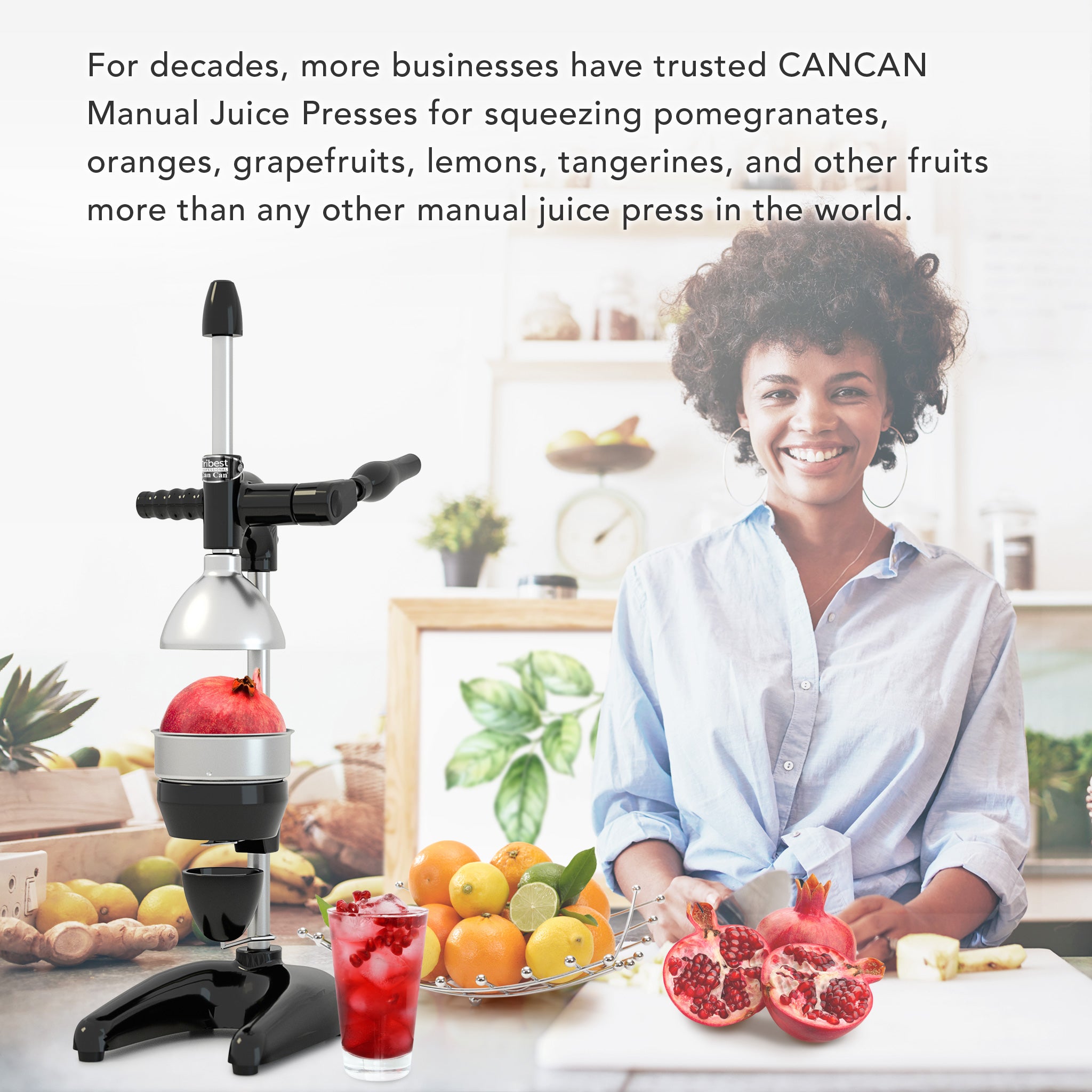 Tribest Professional Cancan Manual Pomegranate Juice Press MJP-105 in Black.