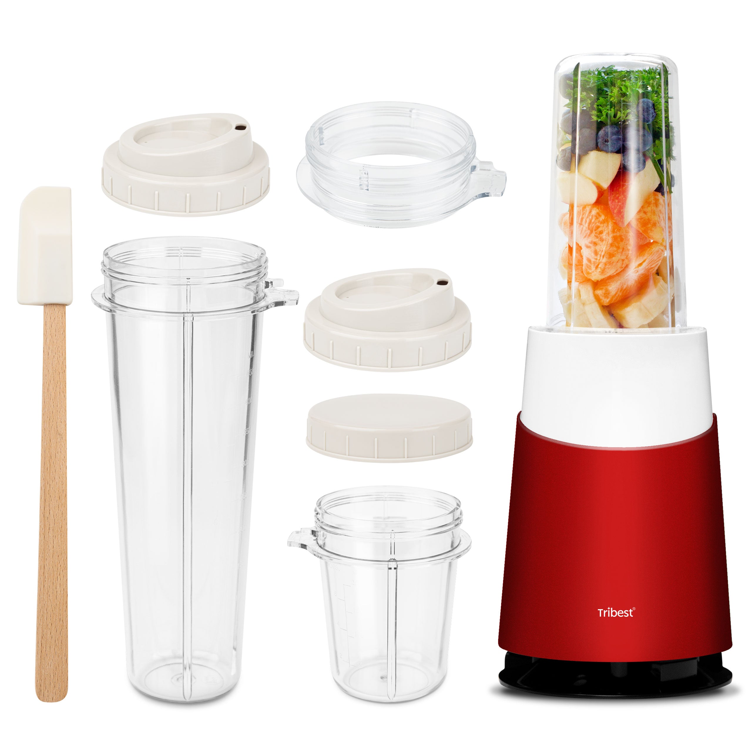 Personal Blender II® Mason Jar Ready (Basic 10-Piece Set) in Red PB-410RD-A - Tribest