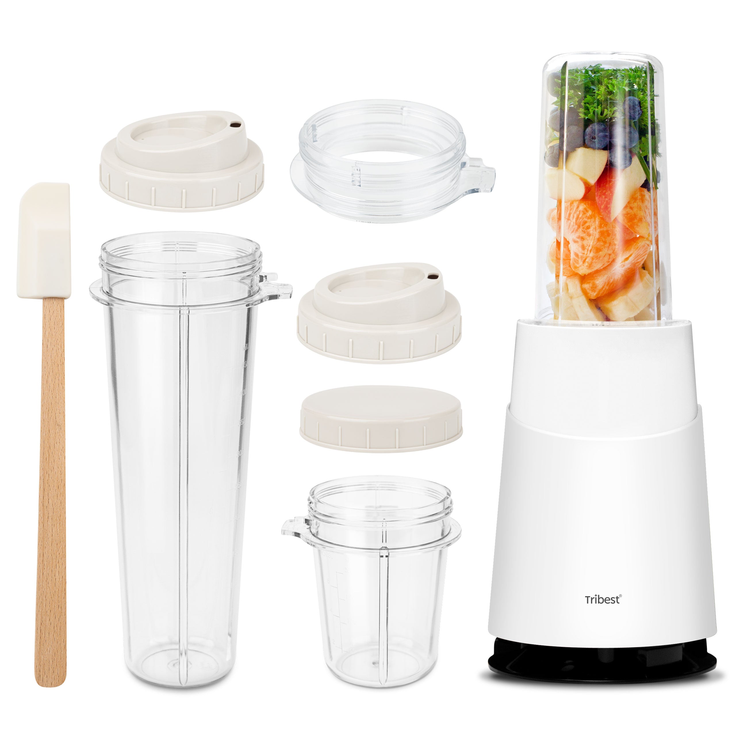 Personal Blender II® Mason Jar Ready (Basic 10-Piece Set) in White PB-410WH-A - Tribest