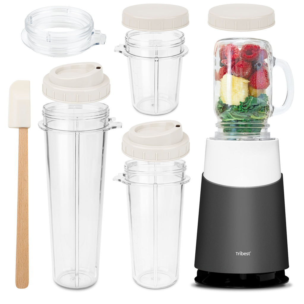 Personal Blender II® Mason Jar Ready (Basic with Mason Jar Mug 12-Piece Set) in Gray PB-430GY-A - Tribest