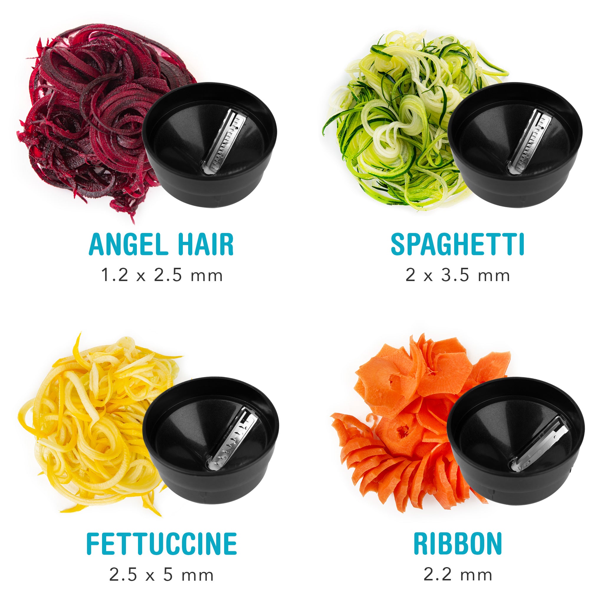 Shine Kitchen Co.® Electric Spiralizer - Angel Hair, Spaghetti, Fettuccine, Ribbon