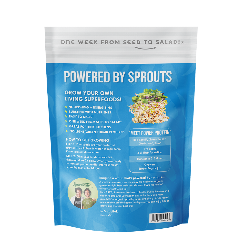 Sproutman's Organic Power Protein Crunchy Bean Mix Sprouting Seeds (16 oz) SEEDMIX2 - Tribest